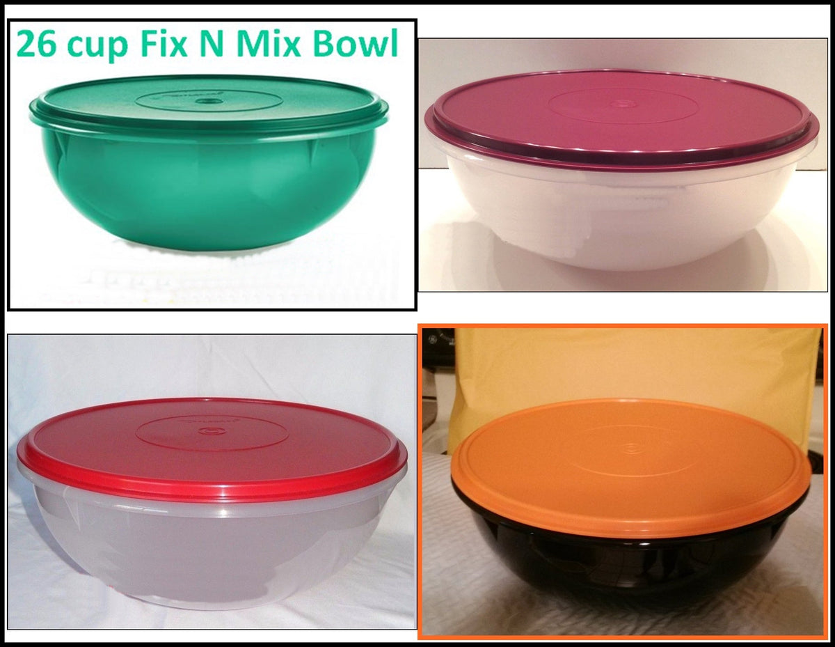 TUPPERWARE FIX N MIX 26-c EXTRA LARGE MIXING SERVING MERLOT BOWL W/ WI –  Plastic Glass and Wax ~ PGW