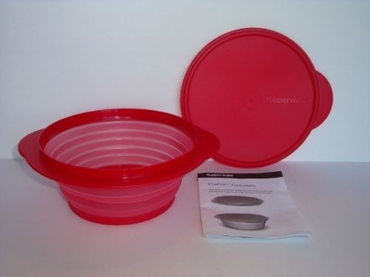 TUPPERWARE FLATOUT ROUND EXPANDABLE FLEX BOWL W/ SEAL 8.25-c TURQUISH –  Plastic Glass and Wax ~ PGW