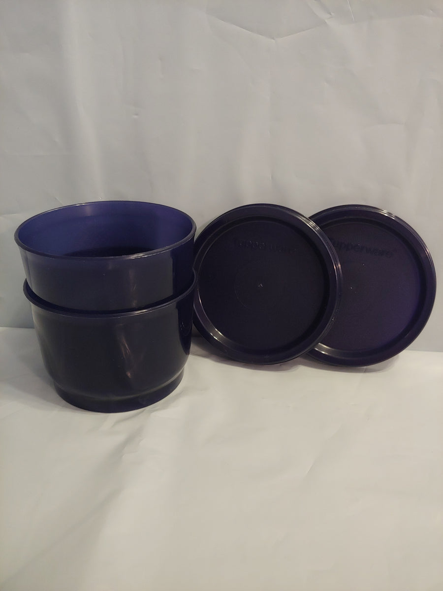 TUPPERWARE Set of 2 - 4-oz Snack Cups Bowls w/ Round Seals EARLY AGES –  Plastic Glass and Wax ~ PGW