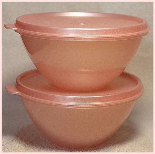 Tupperware Big Wonders Bowls & Seals Set of 2 pink with white seal 500 ml 2  cup
