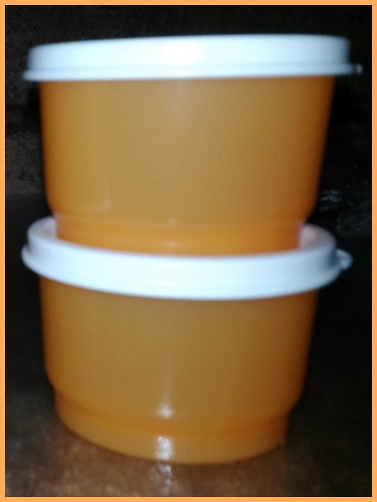 Vintage set of 4 orange Tupperware 2 snack cups small containers with lids