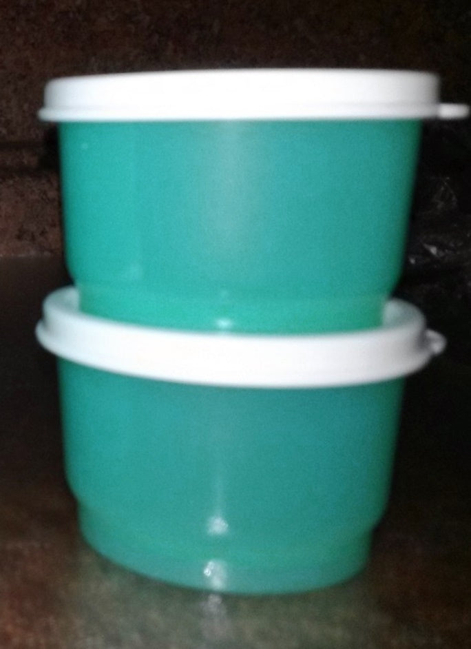 Tupperware 4 Ounce Snack Cups Set of 2 with Mint Green Seals
