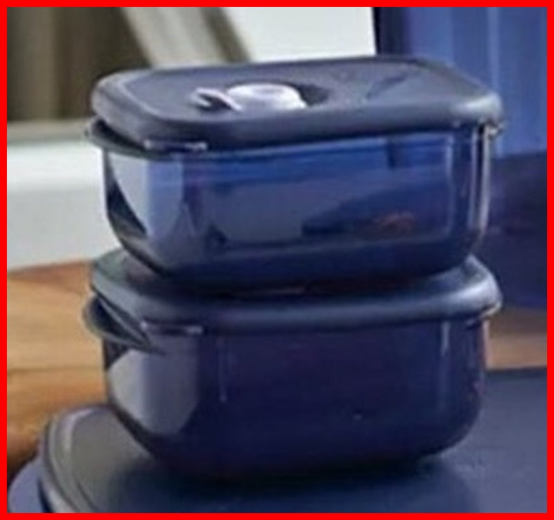 New Tupperware Vent N Serve Microwave Container Small & Large Round Set of  6 in Indigo Blue