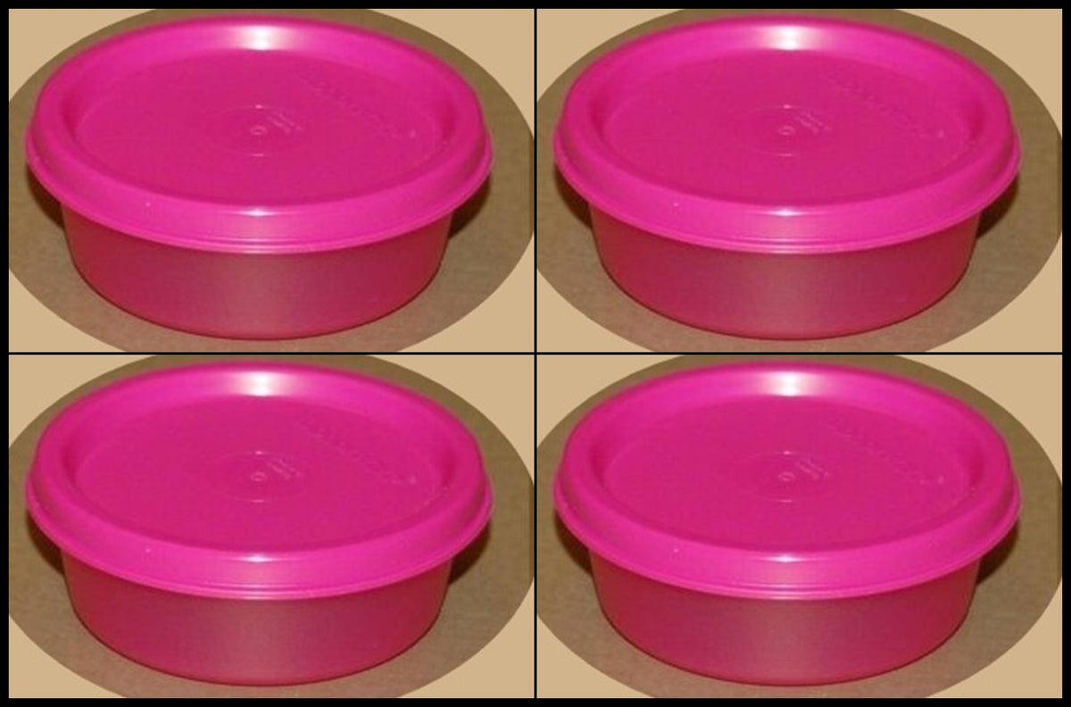 TUPPERWARE MINI SNACK CUPS BOWL SET OF 4 FUCHSIA KISS PINK BOWLS w/ SE –  Plastic Glass and Wax ~ PGW