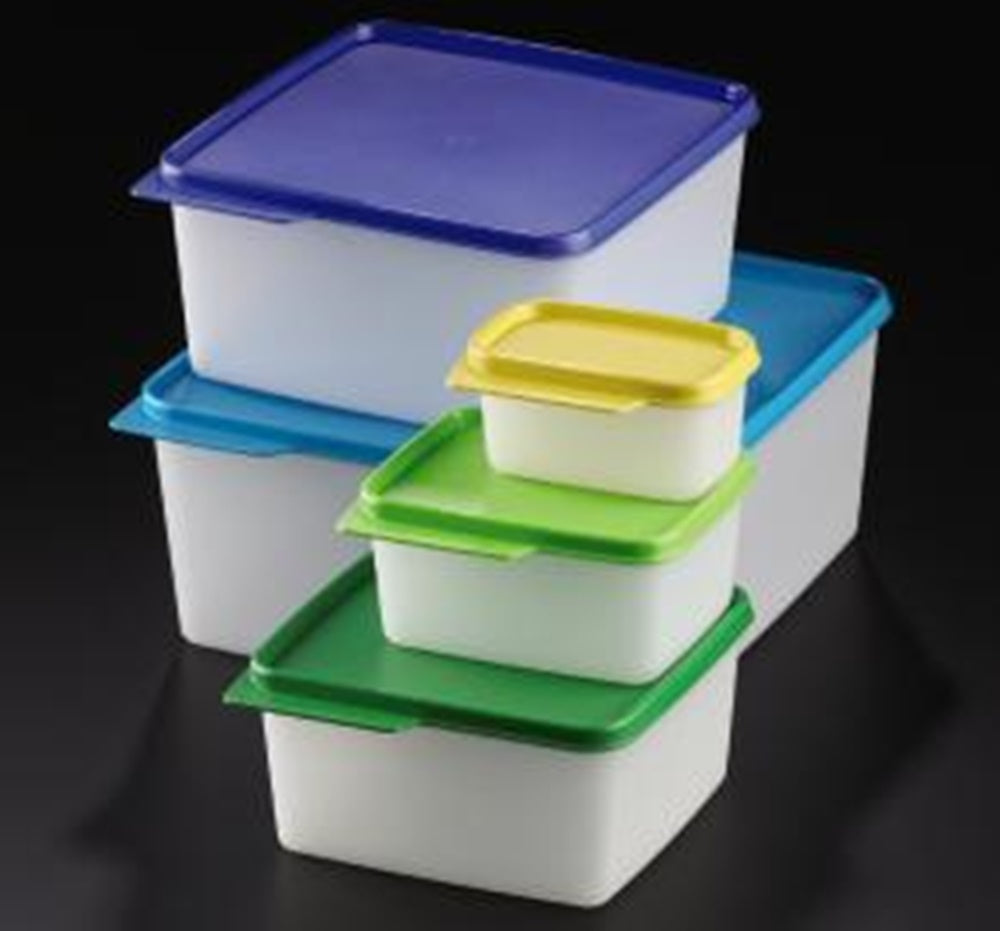 TUPPERWARE KEEPTABS 1 LARGE SQUARE STORAGE CONTAINER SEA GREEN WHITE T –  Plastic Glass and Wax ~ PGW