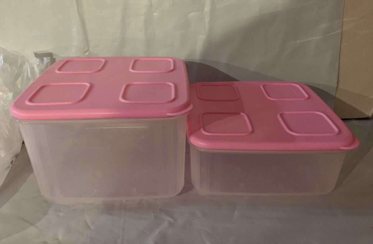 Tupperware Modular Mates Spice Shakers Set of 3 with Pink Lids - Ruby Lane