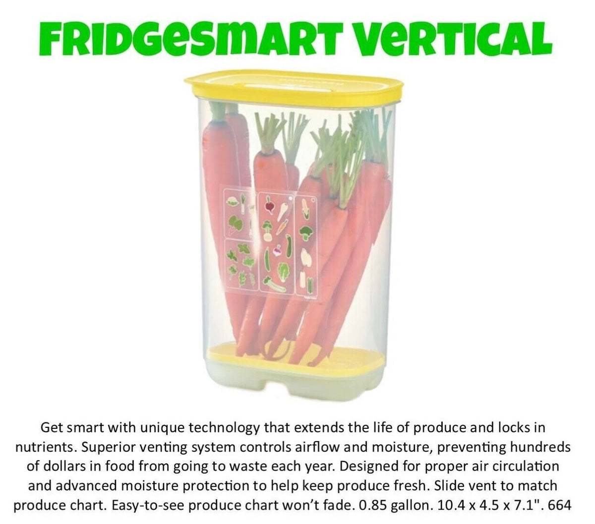 Tupperware Fridge Smart Medium Produce Container Veggie Saver Keeper 1 3/4  Qt
