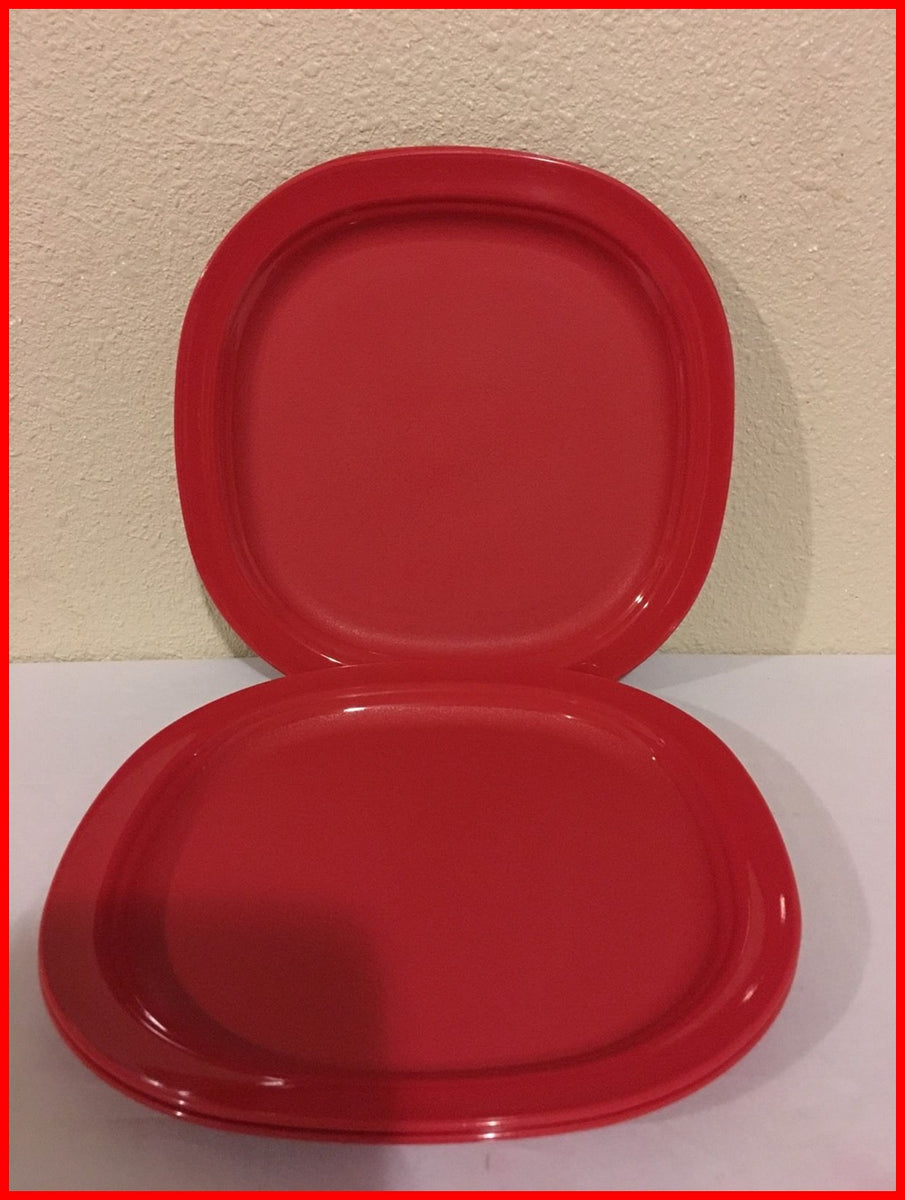 Tupperware Impressions 9.5 Microwave Luncheon Plates Set of 4 Tokyo B –  Plastic Glass and Wax ~ PGW