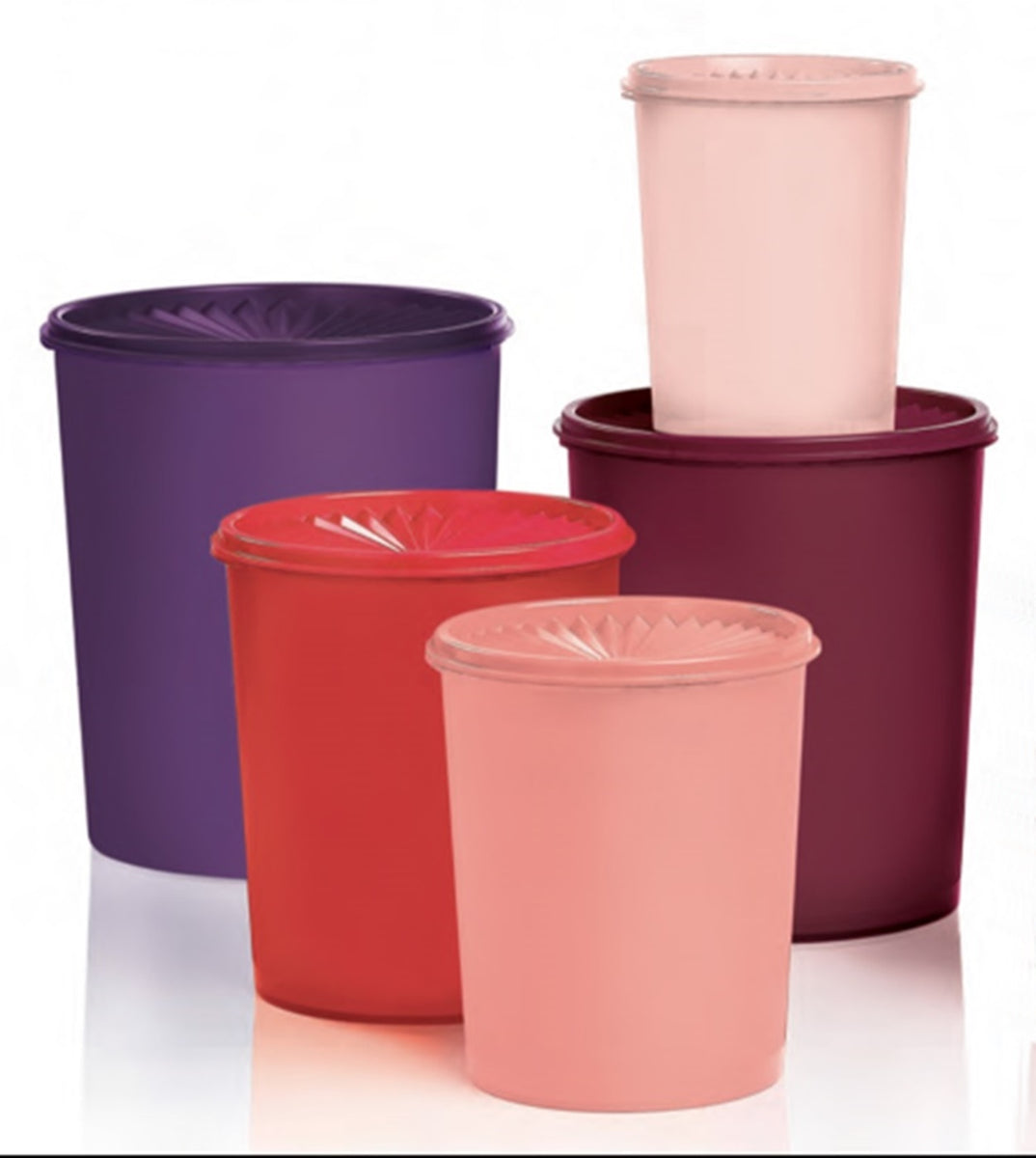 Tupperware Servalier Bowls Set of 5 Shades of Pink Stacking Brand New
