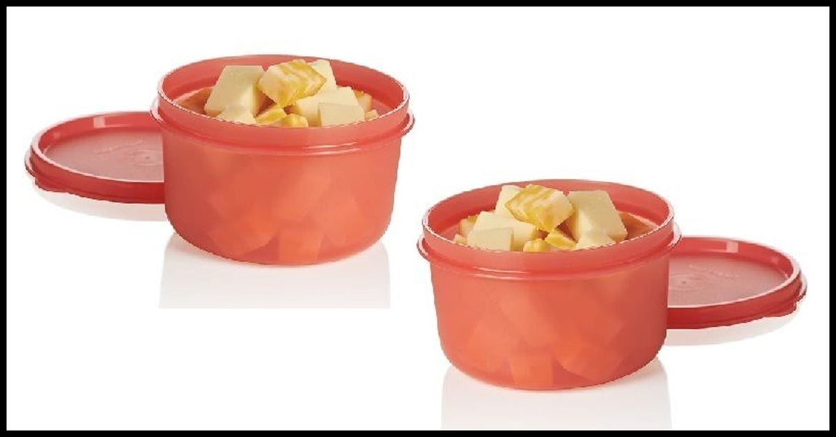 Tupperware 4 Ounce Snack Cups Set of 2 with Guava Seals
