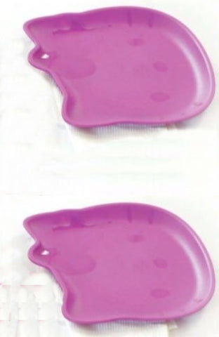 Tupperware 2 HELLO KITTY NOVELTY EMBOSSED MICROWAVE PLATES PURPLE NEW