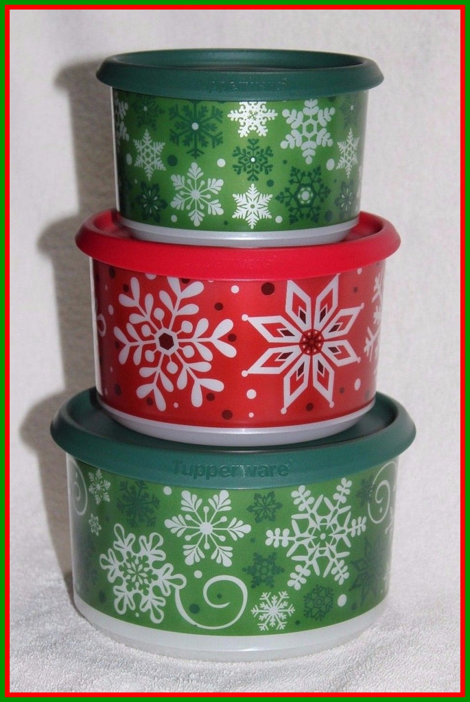 New Tupperware: 5-piece Freeze-It Plus Container Set with Lids Snowflake  Design