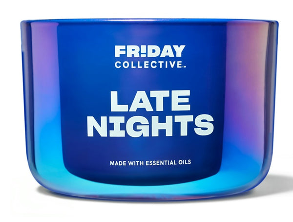 YANKEE CANDLE TWO (2) FRIDAY COLLECTIVE COLORED GLASS 3-WICK JAR - LATE NIGHTS