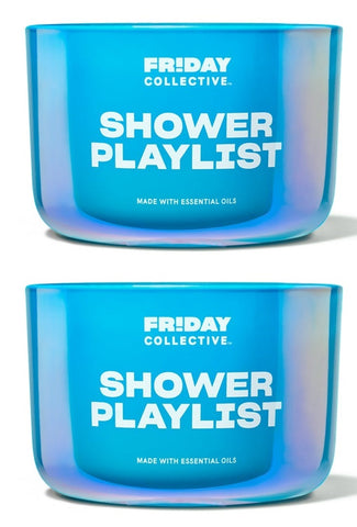 YANKEE CANDLE TWO (2) FRIDAY COLLECTIVE COLORED GLASS 3-WICK SHOWER PLAYLIST JAR