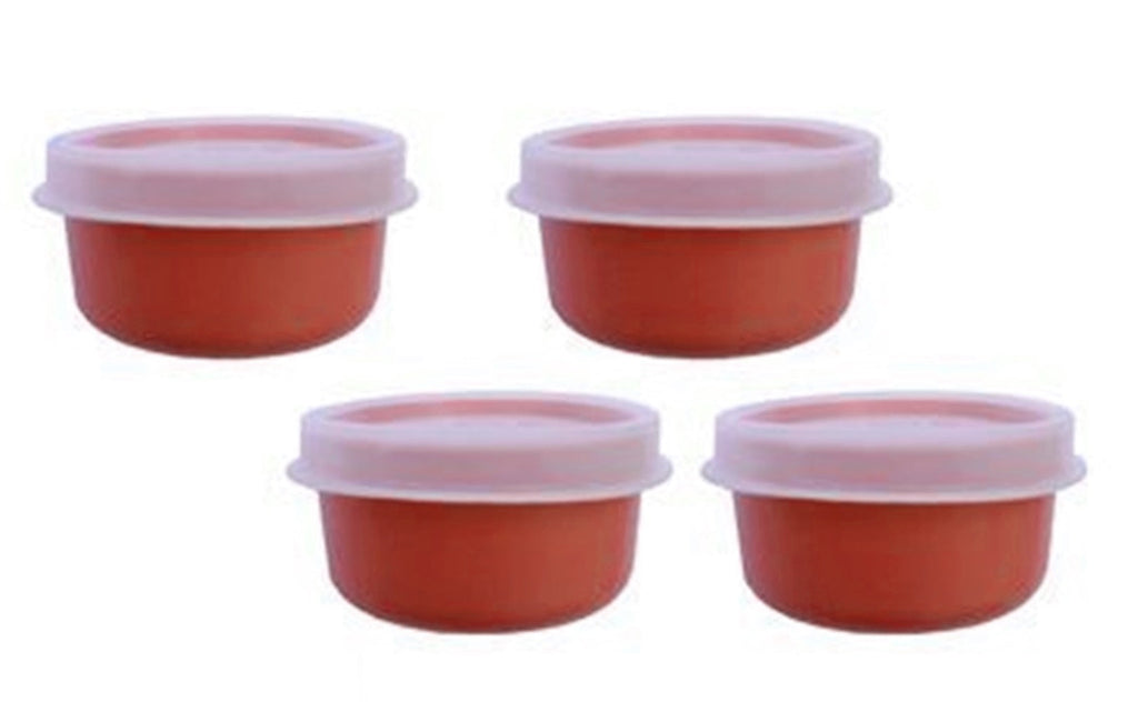 Tupperware Set of 4 Smidgets Tiny 1 oz Containers Sheer with Aqua Lids