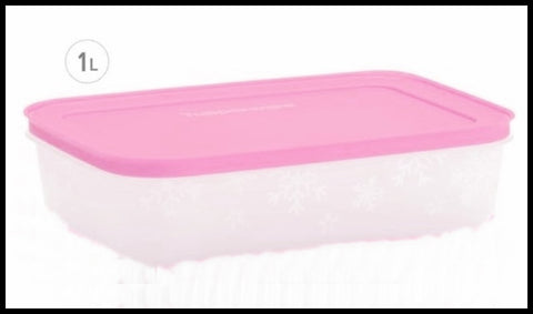 TUPPERWARE FREEZER MATES PLUS SNOWFLAKE STORAGE CONTAINER MED SHALLOW PINK SEAL 4.25-C