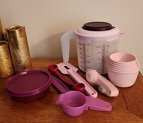 TUPPERWARE Set of 6 Prep Essentials Essential Measuring Spoons RHUBARB PURPLE