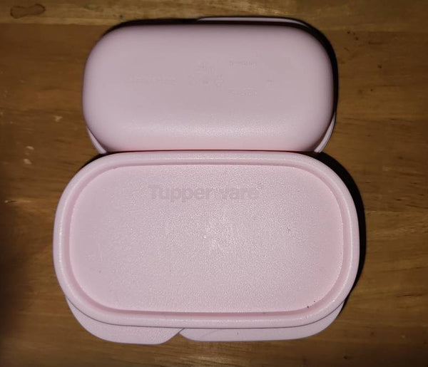 TUPPERWARE SET of 2 120mL MY INNER LUNCH KEEPER / CONTAINERS w/ TABBED SEALS - PALE PINK