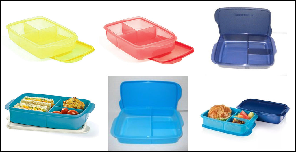 TUPPERWARE SIDE BY SIDE LUNCH-IT DIVIDED DISH / CONTAINER AZURE