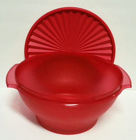Tupperware TWO Servalier Bowls 10 oz. RED Bowl w/ FIRE RED Instant