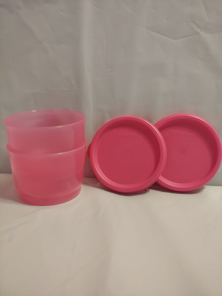 TUPPERWARE Set of 2 - 4-oz Snack Cups Bowls w/ Round Seals TOKYO BLUE ~ SNOW WHITE SEAL