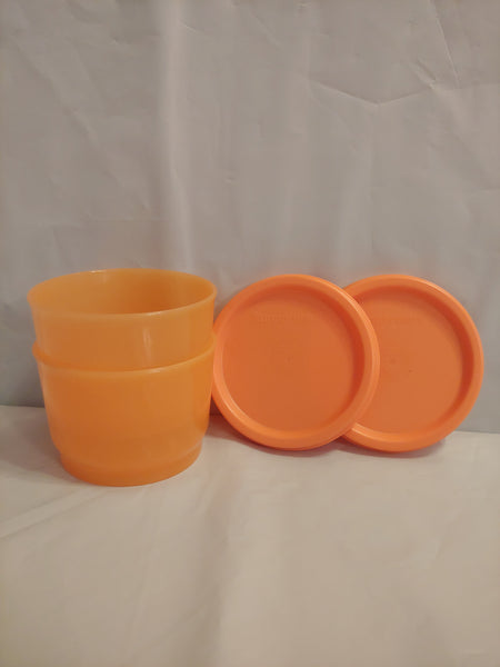 TUPPERWARE Set of 2 - 4-oz Snack Cups Bowls w/ Round Seals TOKYO BLUE ~ SNOW WHITE SEAL