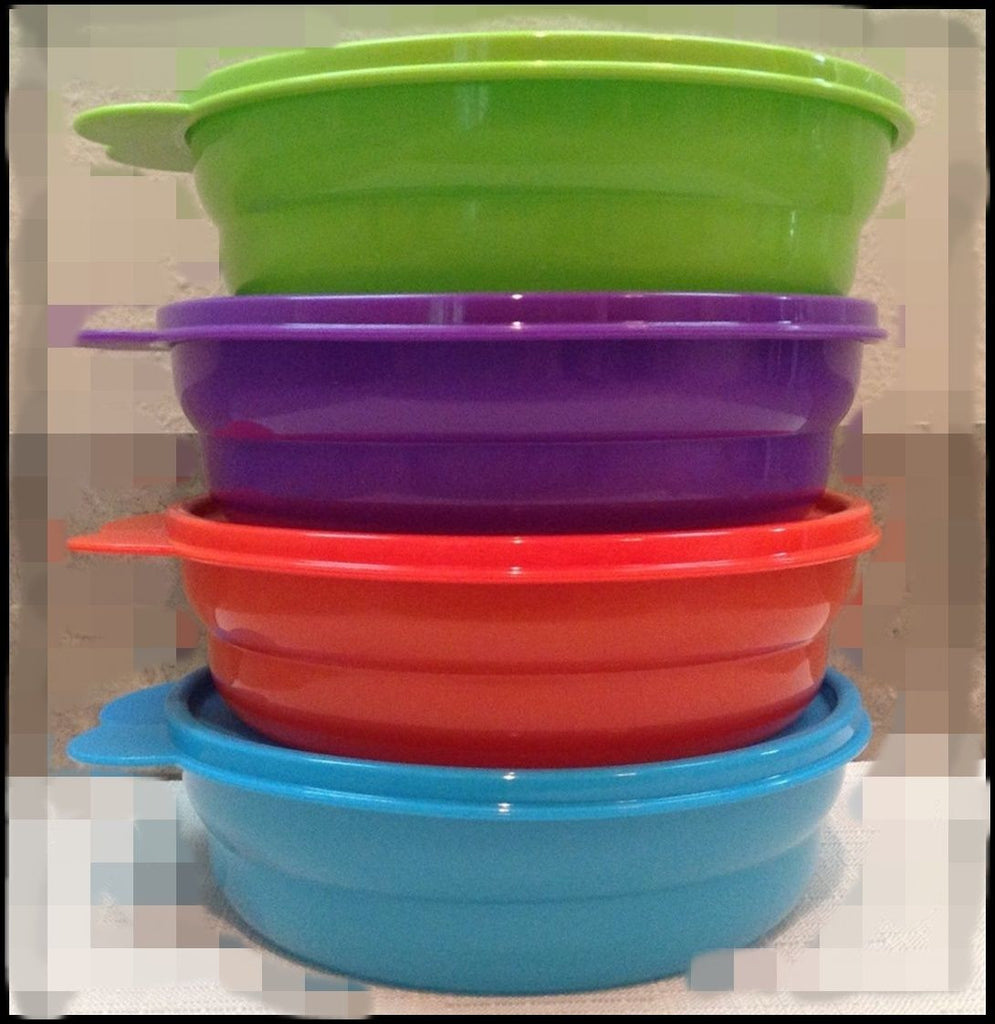 Tupperware Cereal Bowl Set Of 4 With Lids Berry Pink/purple