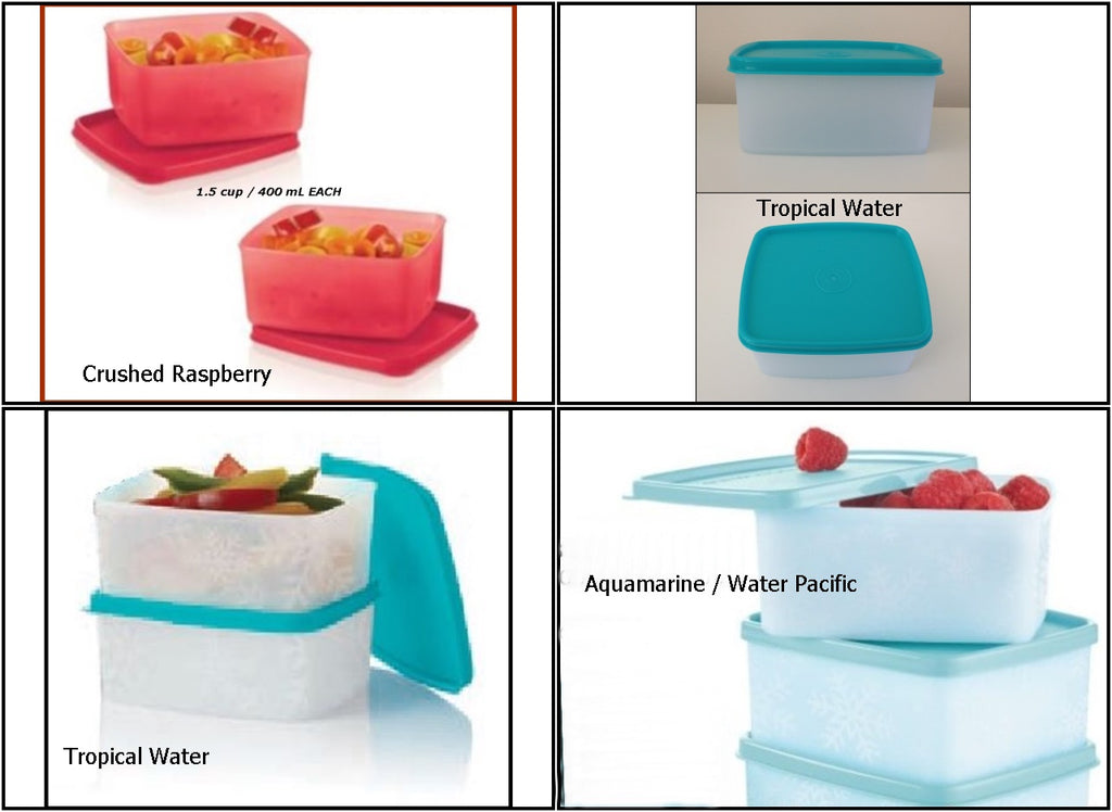 Tupperware Small Freezer It Square Rounds 400ml Container Set of 3 Colors  New