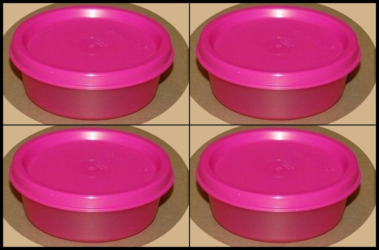 TUPPERWARE Snack Cups Set of 2 Small Bowls Lids 4 oz Lavender Purple Pink  Seals