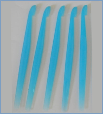 Tupperware 5 COLORED MULTI-PURPOSE ORANGE GRAPEFRUIT CITRUS PEELERS - COOL AQUA BLUE - Plastic Glass and Wax