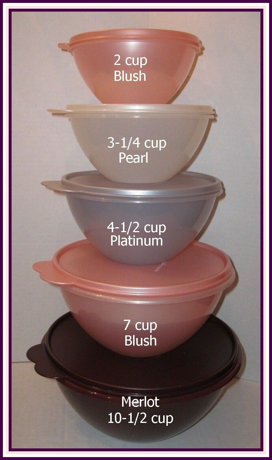 5 Vintage Tupperware Bowls, Nesting Wonderlier Bowls, Small 2 Cup