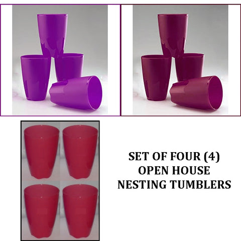 Tupperware Set of 4 Small Tumblers in Orange Taffy Color Vasos Vision 11oz  sale