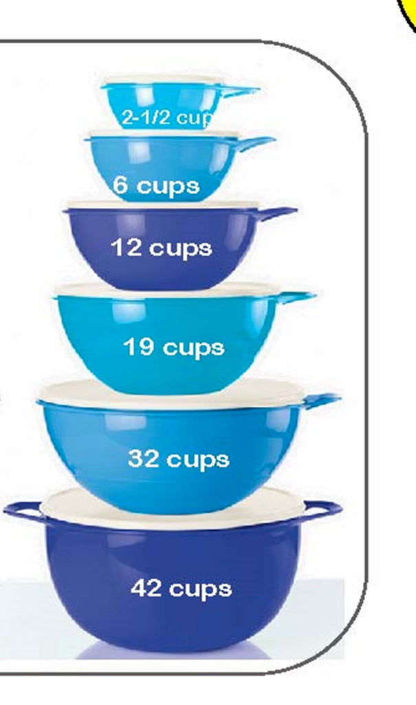 TUPPERWARE 19-C THATS A BOWL MEDIUM LIGHT BABY BLUE WHITE TABBED SEAL –  Plastic Glass and Wax ~ PGW
