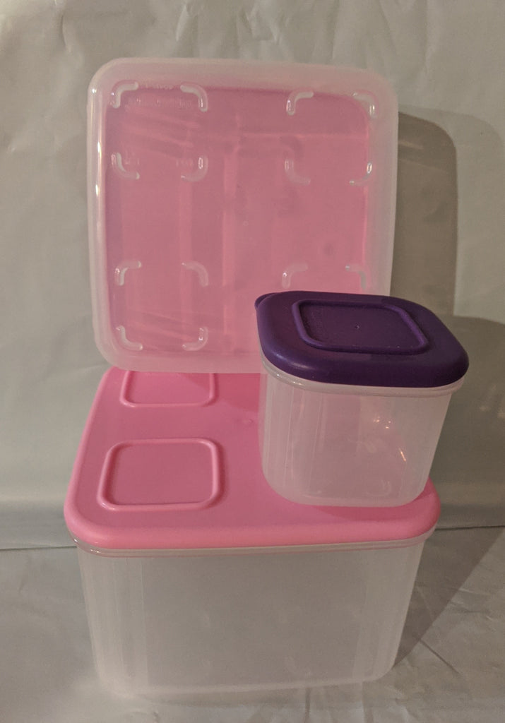 Tupperware clear mates mini set of 4 purple lids