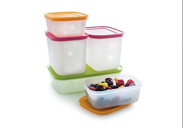 TUPPERWARE FREEZER MATES PLUS SNOWFLAKE STORAGE CONTAINER MED SHALLOW SUNNY YELLOW 4.25-C