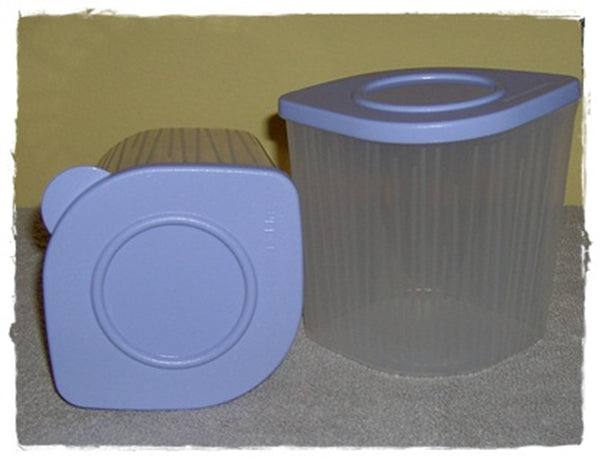 TUPPERWARE 2-Pc Sheer Fresh N Cool TALL Square Round Storage Containers Keepers BLUEBERRY MIST Seals