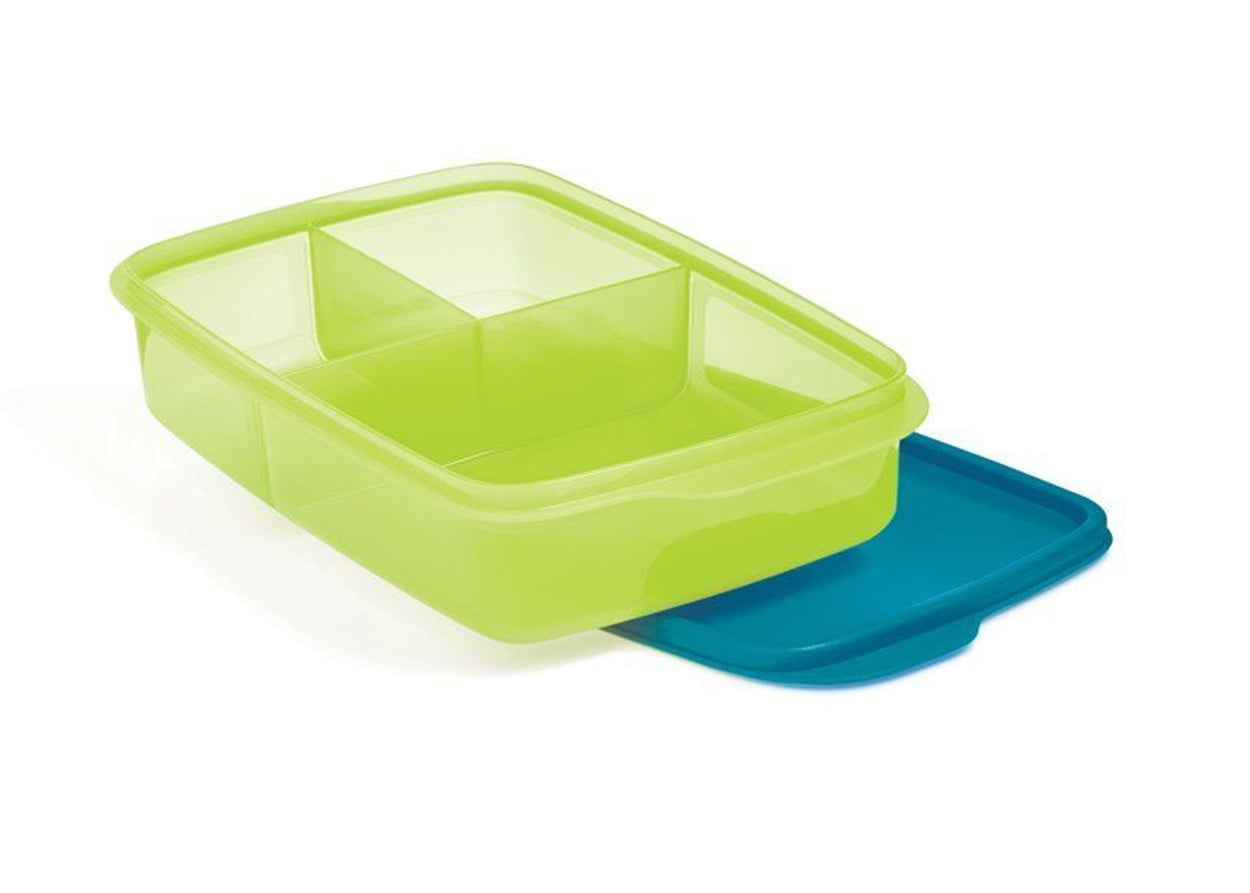 Tupperware Large Divided Lunch It Container Teal Blue Green 