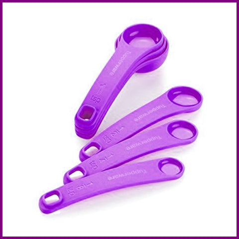 TUPPERWARE Set of 6 Prep Essentials Essential Measuring Spoons RHUBARB PURPLE