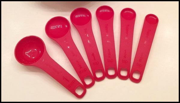 TUPPERWARE Set of 6 Prep Essentials Essential Measuring Spoons WATERMELON / PINK