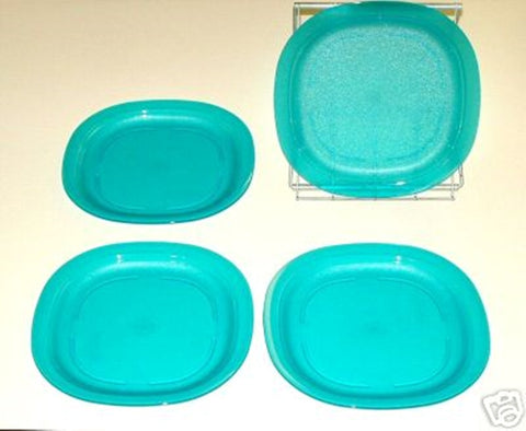 Tupperware Impressions 9.5 Microwave Luncheon Plates Set of 4 Tokyo B –  Plastic Glass and Wax ~ PGW