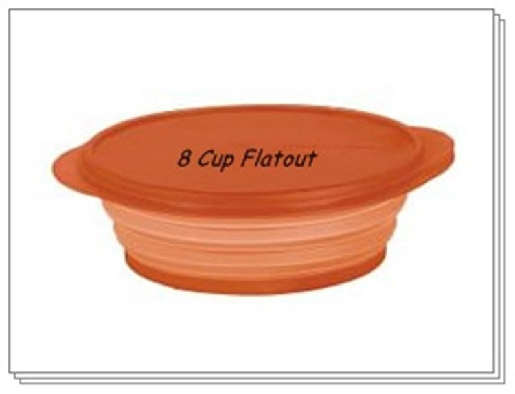 Tupperware #5453A Flat Out Expandable Collapsible Bowls ORANGE 4 Cups Set  Of 3