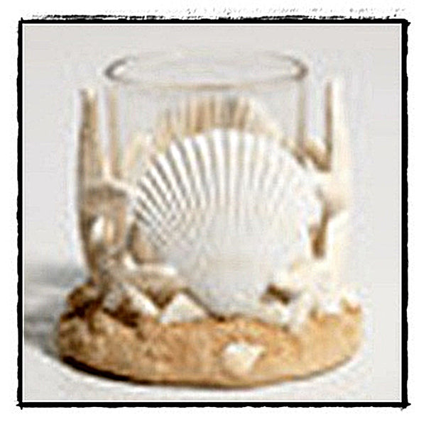 YANKEE STARFISH & SEASHELL RESIN and GLASS VOTIVE TEALIGHT CANDLE HOLDER - Plastic Glass and Wax ~ PGW